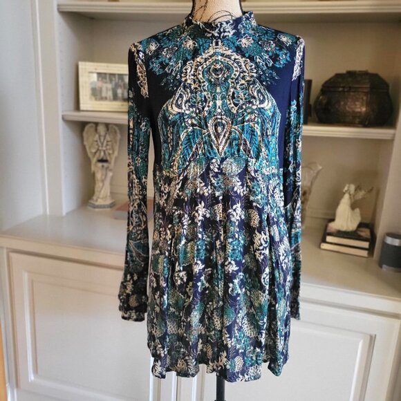 Free People Tate Tunic/Mini Dress Blue Combo - XS - Picture 1 of 10